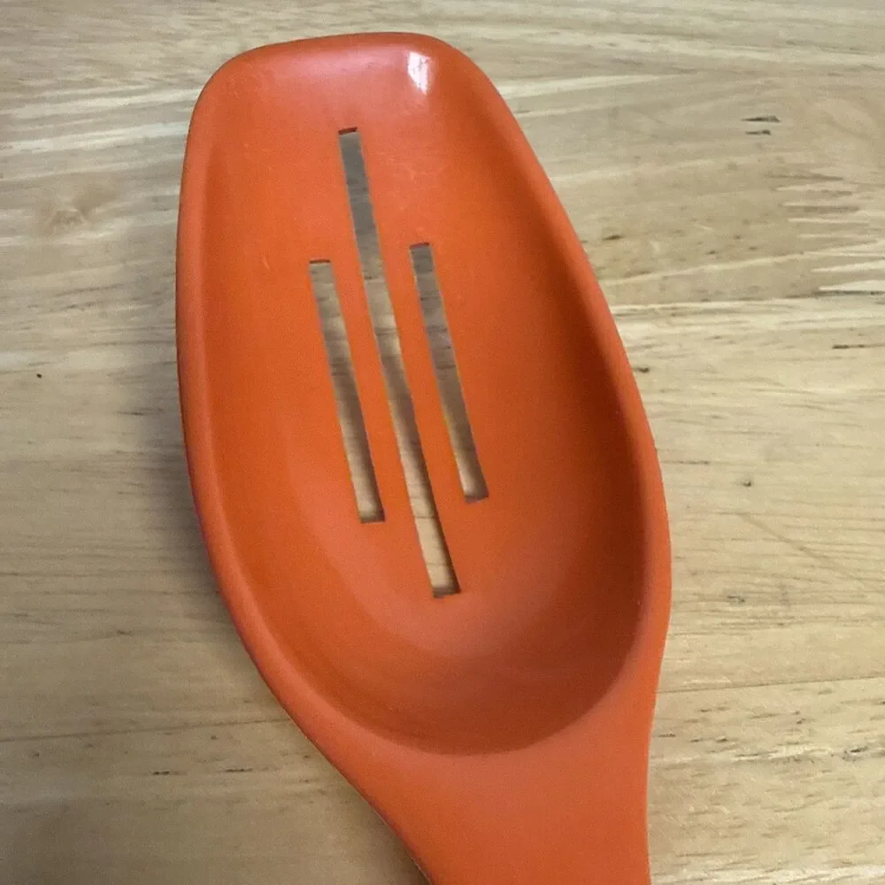 Vintage Nylon Slotted Spoon Heat Resistant Bright Orange Foley 11”